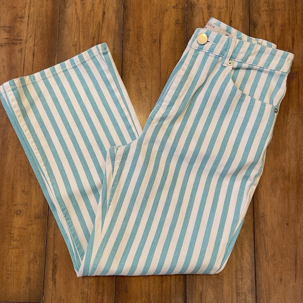ASOS Women's Light Blue Striped Denim Jeans Pants UK 26/32 100% Cotton
